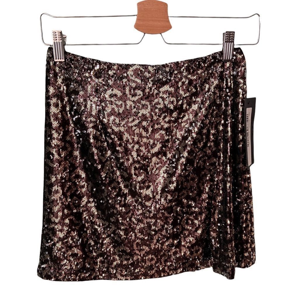 NWT Olivaceous Leopard Party Sequins Mini Skirt in Size Small